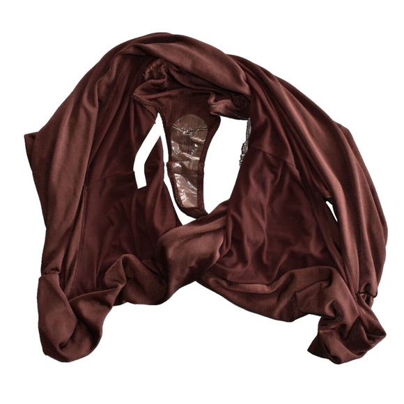 A8 NEW INTIMATELY FREE PEOPLE Nutmeg Night Owl Drape Shoulder Bodysuit Size $68 - Picture 4 of 7